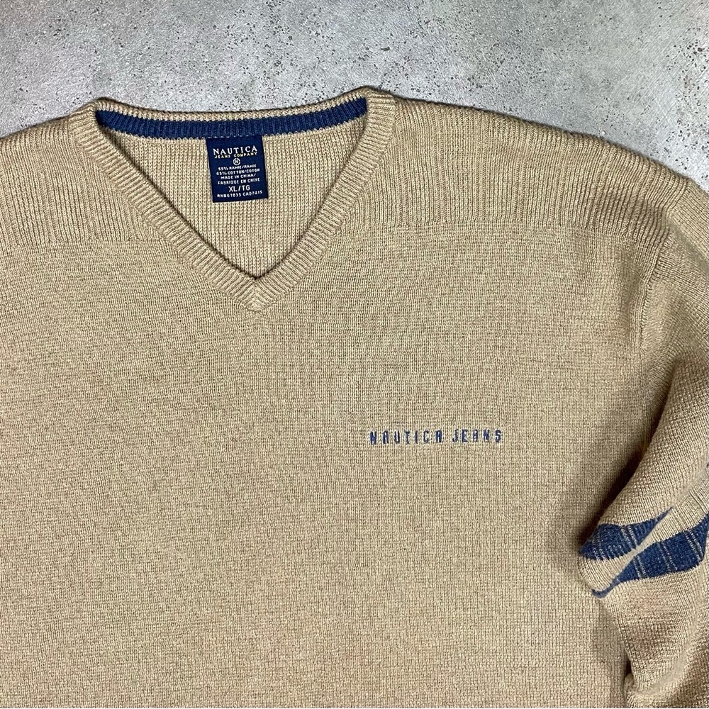 Vintage Nautica Jeans Striped Knit Heavyweight Sweater - Picture 2 of 8